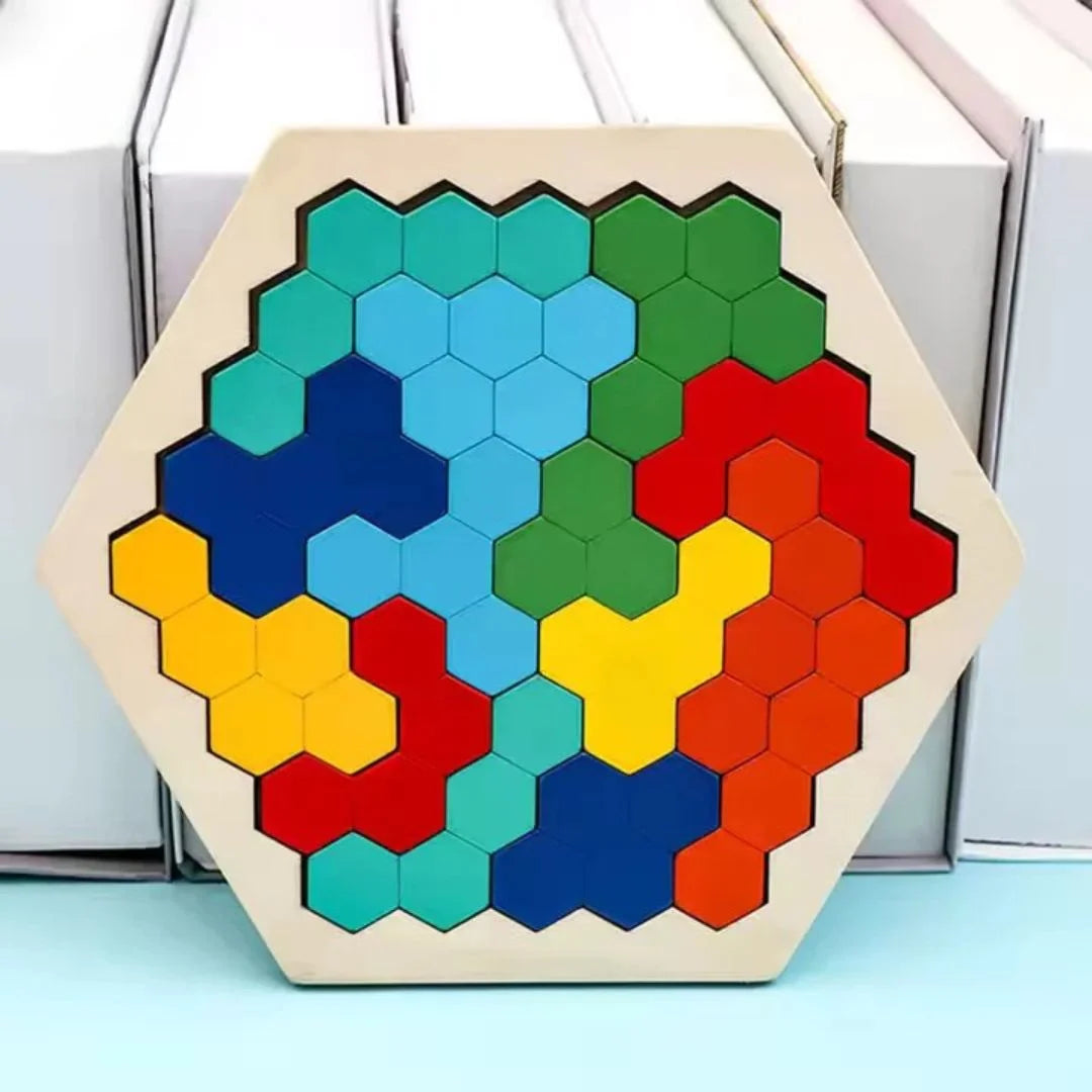 HexoCraft™ – Holz Sechseck-Puzzle für Kinder ab 4 Jahren