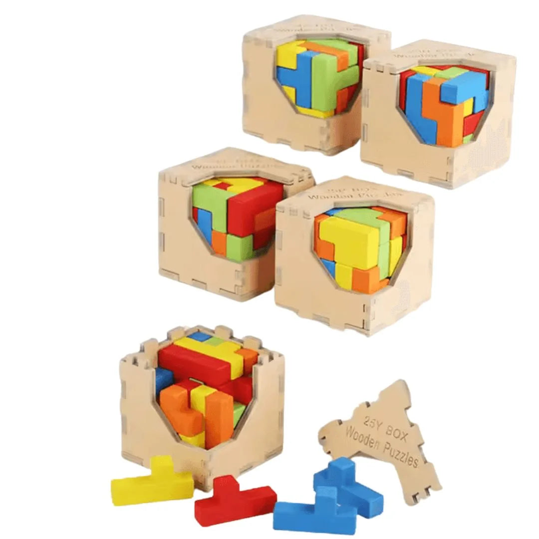 WoodieCraft™ – 3D Tetris-Puzzle-Zug für Kinder ab 3+ – Fördert Problemlösungsfähigkeiten