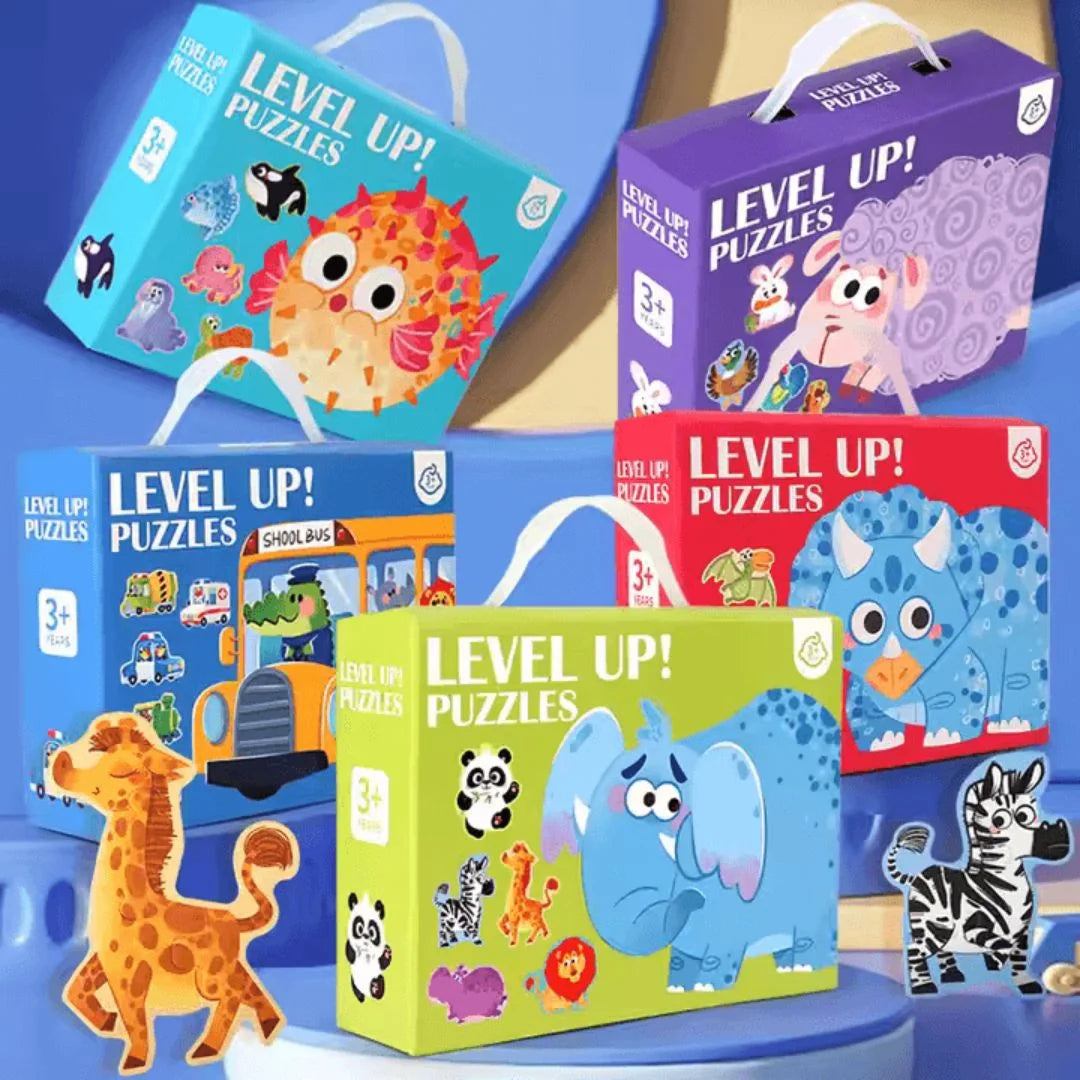 WoodyCraft™ – 6-in-1 Puzzle für Kinder ab 3+ – Fördert Feinmotorik