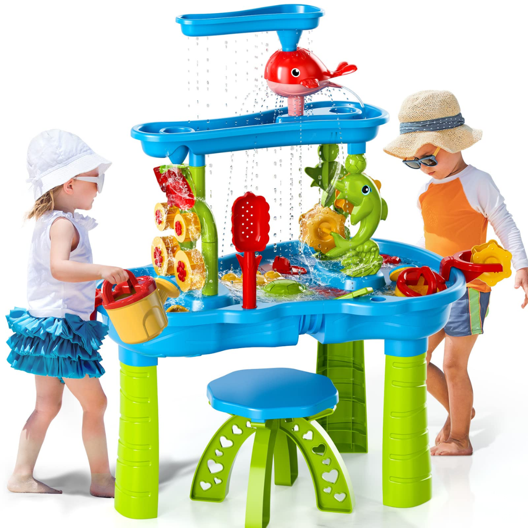 SplashTower - 3-stufiger Kinder Sand- und Wassertisch Spielzeug