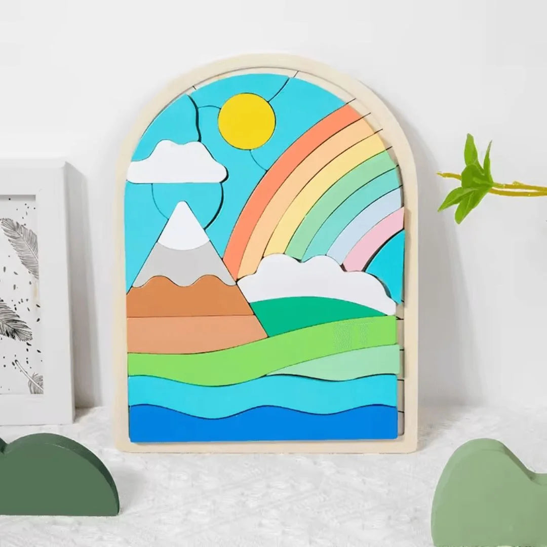 RainbowNest™ – Holzpuzzleblöcke für Kinder ab 3+ – Fördert Kreativität