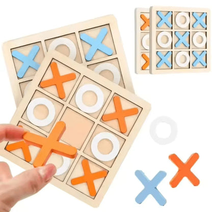 WoodPlay™ – Holz-Tic-Tac-Toe-Spiel für Kinder ab 3+ – Fördert Strategisches Denken