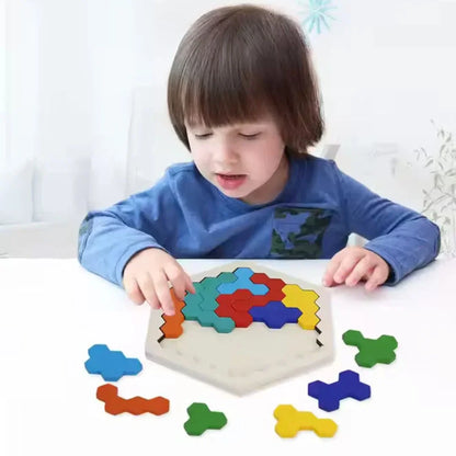 HexoCraft™ – Holz Sechseck-Puzzle für Kinder ab 4 Jahren