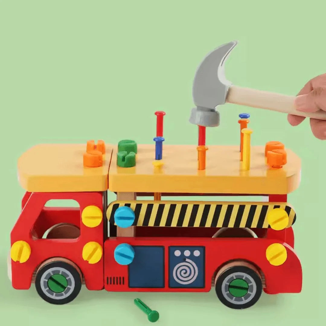 BuildCraft™ – Holzbau-Fahrzeugspielzeug für Kinder ab 3+ – Fördert Feinmotorik