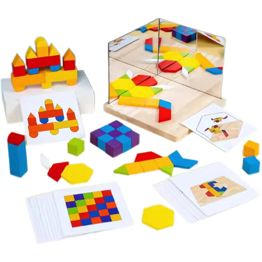 MirrorMinds – Holz Reflexions-Puzzleblöcke für Kinder ab 3 Jahren