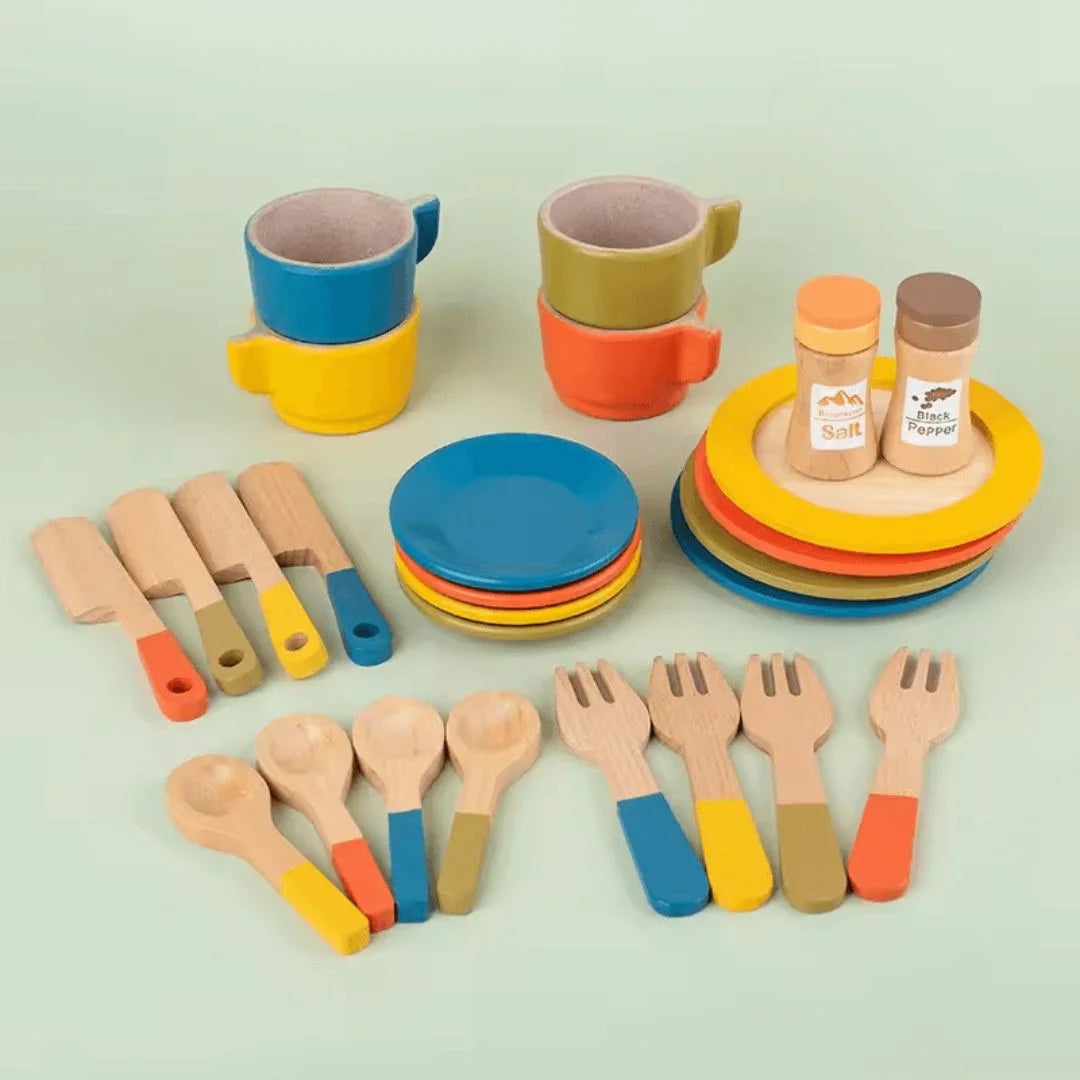 TinyChef™ – Holz-Küchenspielset für Kinder ab 3+ – Fördert Fantasievolles Spiel