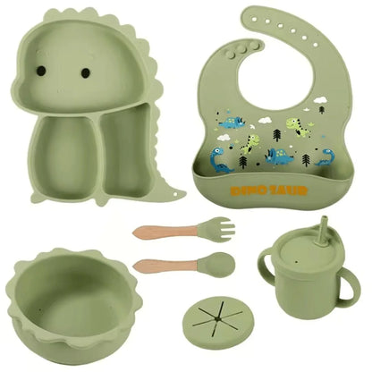DinoDelight™ – Silikon-Geschirrset für Kinder ab 3+ – Fördert Sicheres und Spaßiges Essen