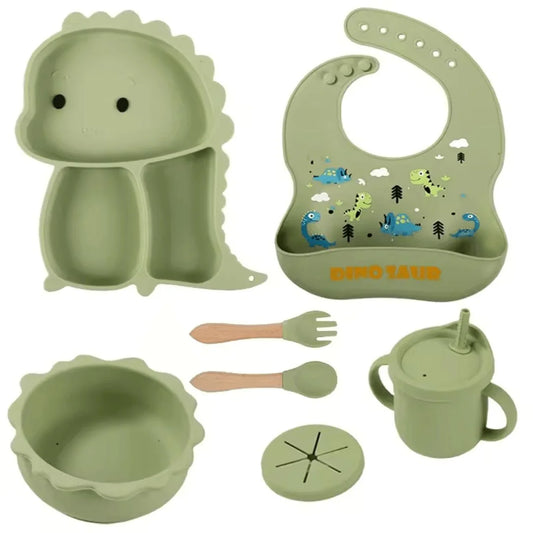 DinoDelight™ – Silikon-Geschirrset für Kinder ab 3+ – Fördert Sicheres und Spaßiges Essen