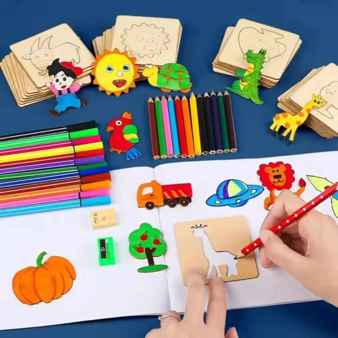 DrawEase™ - Holz-Zeichenschablonen-Set für Kinder