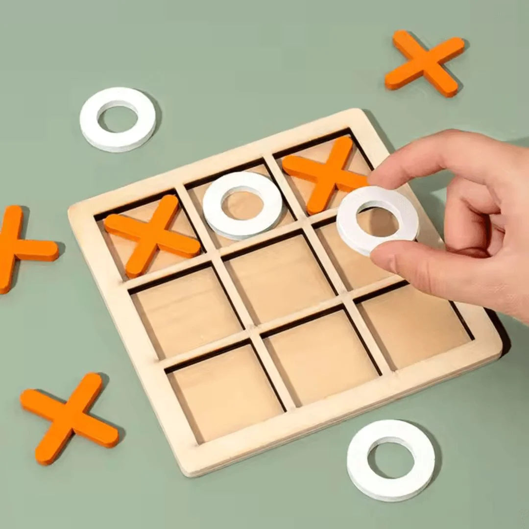WoodPlay™ – Holz-Tic-Tac-Toe-Spiel für Kinder ab 3+ – Fördert Strategisches Denken