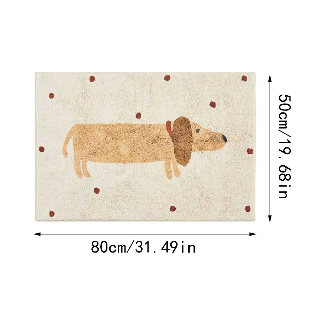HoundHaven Mat – Kuscheliger Rutschfester Kinderteppich mit Dackelmotiv