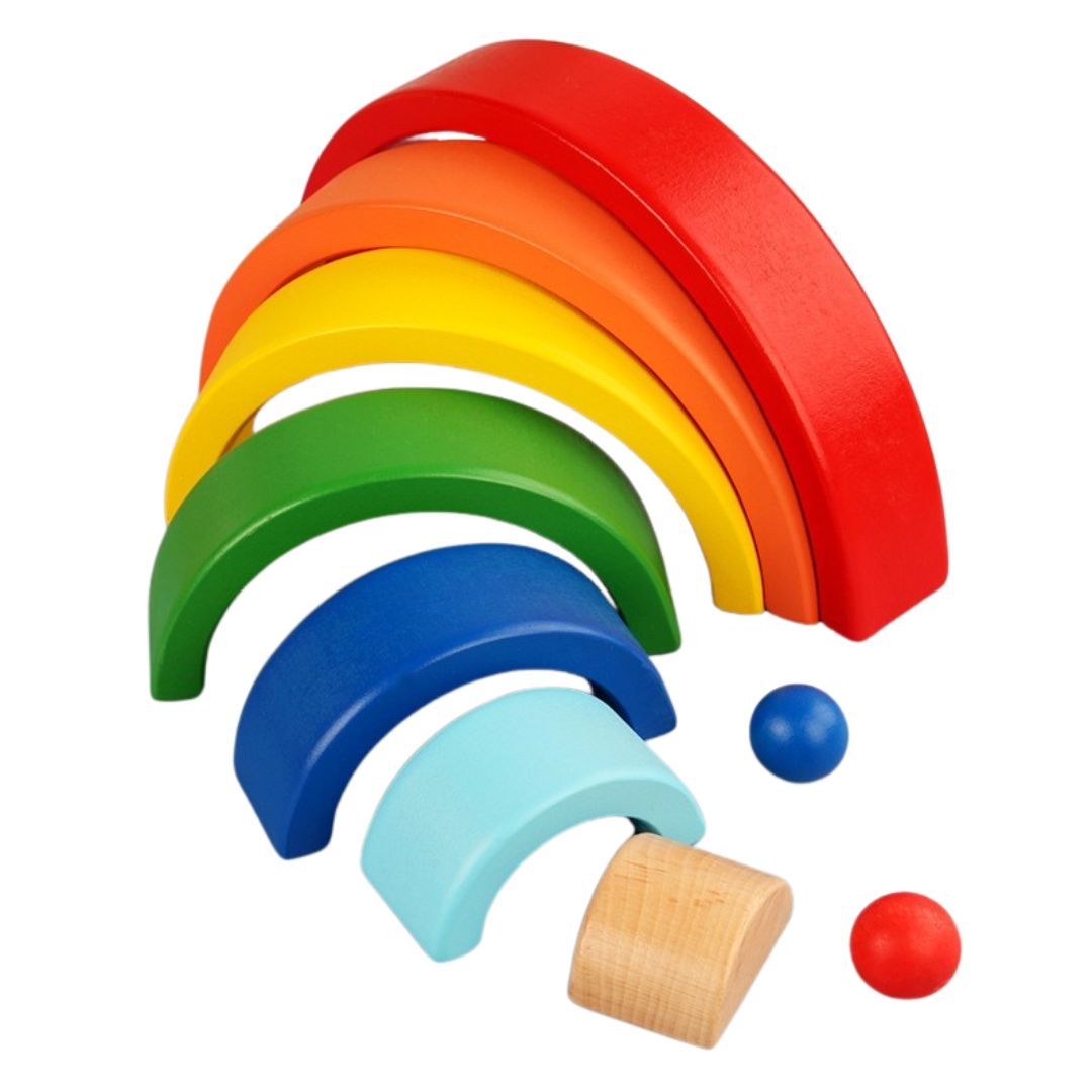 RainbowStack – Großer Holz-Regenbogen für Kinder ab 3 Jahren – Fördert kreatives Bauen