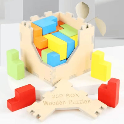 WoodieCraft™ – 3D Tetris-Puzzle-Zug für Kinder ab 3+ – Fördert Problemlösungsfähigkeiten