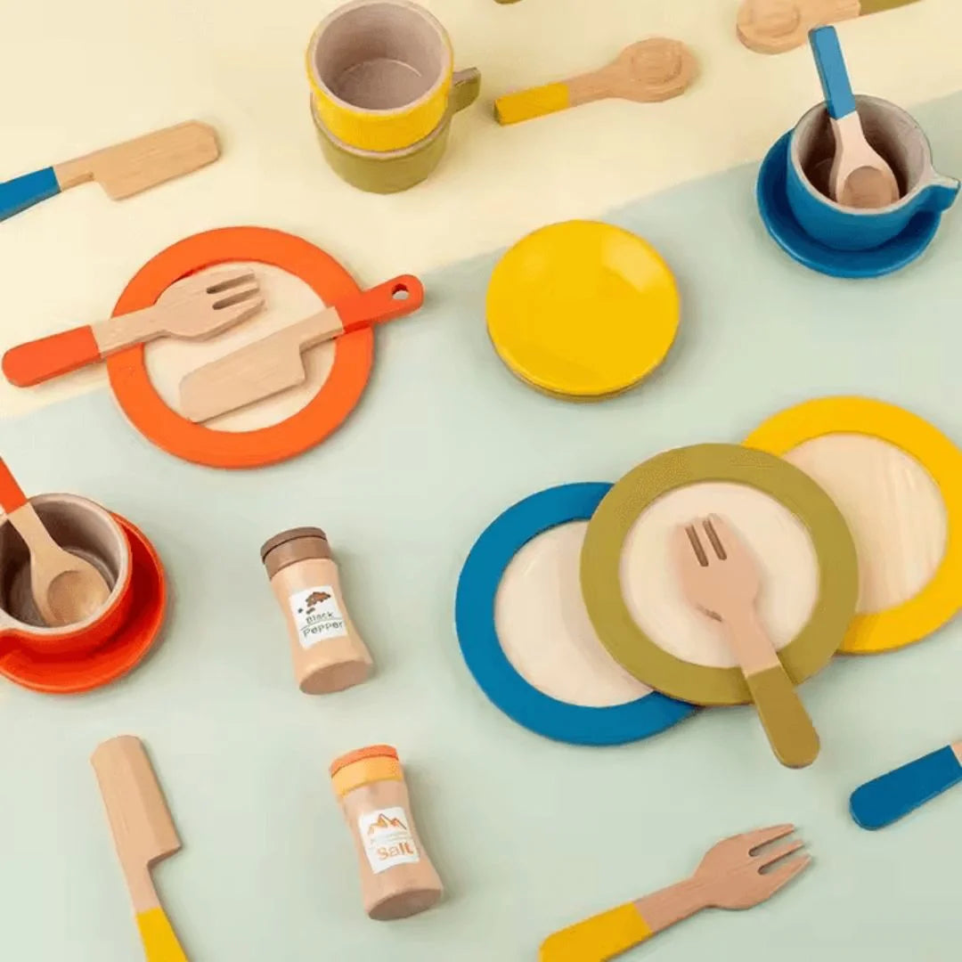 TinyChef™ – Holz-Küchenspielset für Kinder ab 3+ – Fördert Fantasievolles Spiel