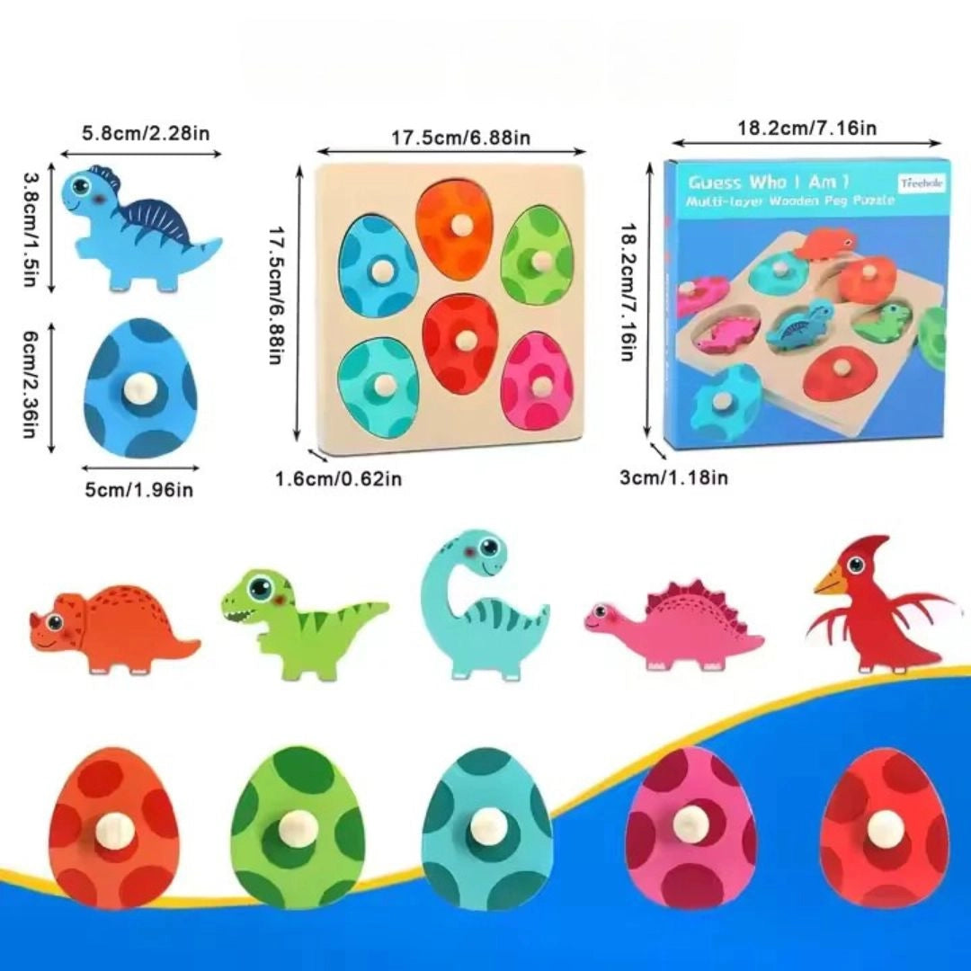 DinoCraft™ - Hölzernes Dinosaurier-Puzzle-Set für Kleinkinder