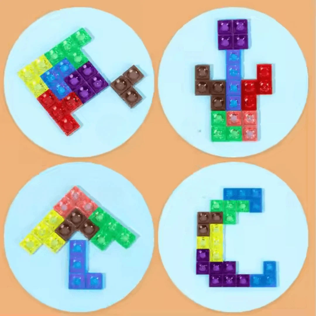 PuzzleNest™ – 3D Holz-Tetris-Puzzlebrett für Kinder ab 3+ – Fördert Räumliche Fähigkeiten