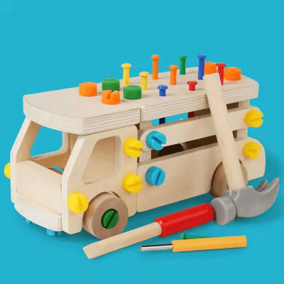 BuildCraft™ – Holzbau-Fahrzeugspielzeug für Kinder ab 3+ – Fördert Feinmotorik
