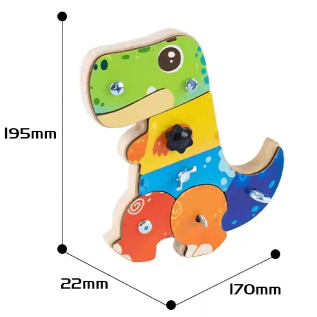 PlayCraft™ – Dinosaurier-Schraubbrett für Kinder ab 3+ – Fördert Feinmotorik