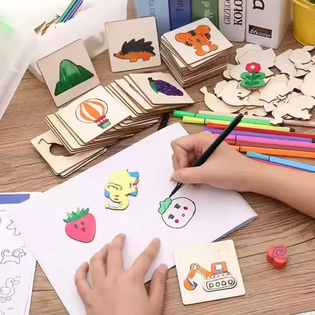 DrawEase™ - Holz-Zeichenschablonen-Set für Kinder