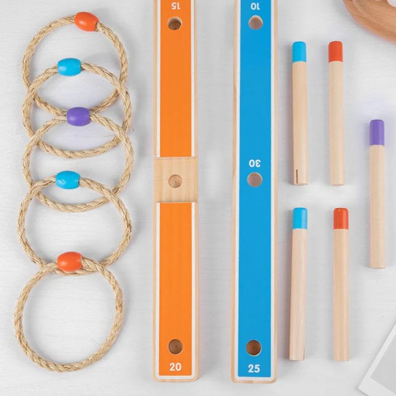 TossTrak – Holz-Ringwurfspiel für Kinder ab 3 Jahren – Fördert Konzentration und Koordination im Freien