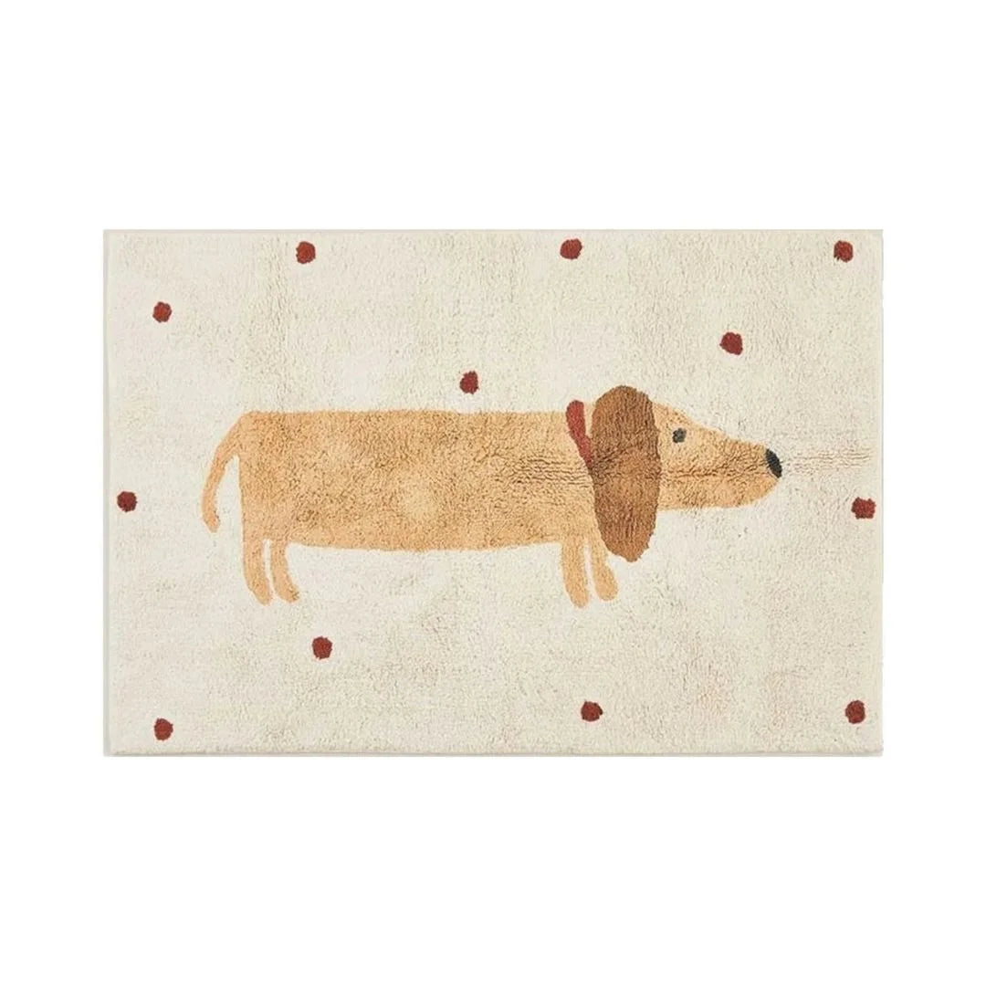 HoundHaven Mat – Kuscheliger Rutschfester Kinderteppich mit Dackelmotiv