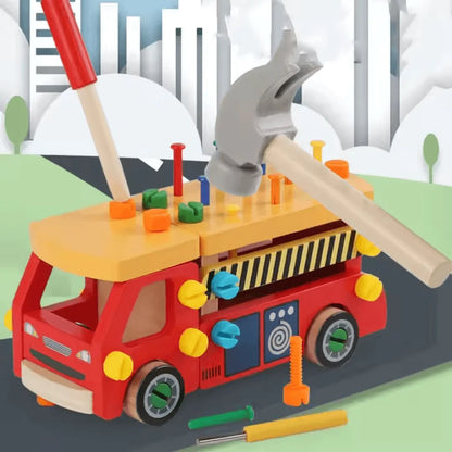 BuildCraft™ – Holzbau-Fahrzeugspielzeug für Kinder ab 3+ – Fördert Feinmotorik