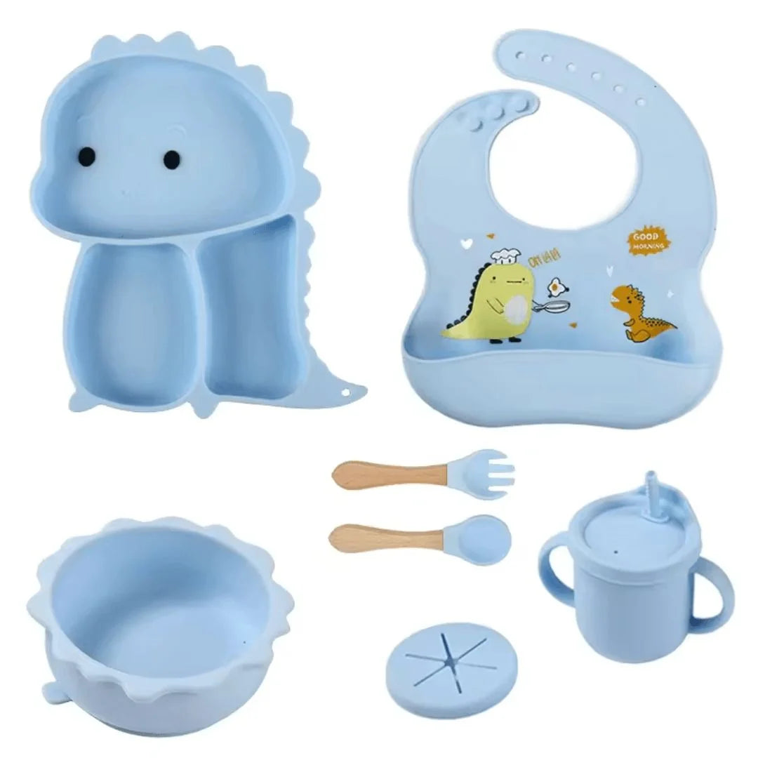 DinoDelight™ – Silikon-Geschirrset für Kinder ab 3+ – Fördert Sicheres und Spaßiges Essen