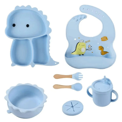 DinoDelight™ – Silikon-Geschirrset für Kinder ab 3+ – Fördert Sicheres und Spaßiges Essen