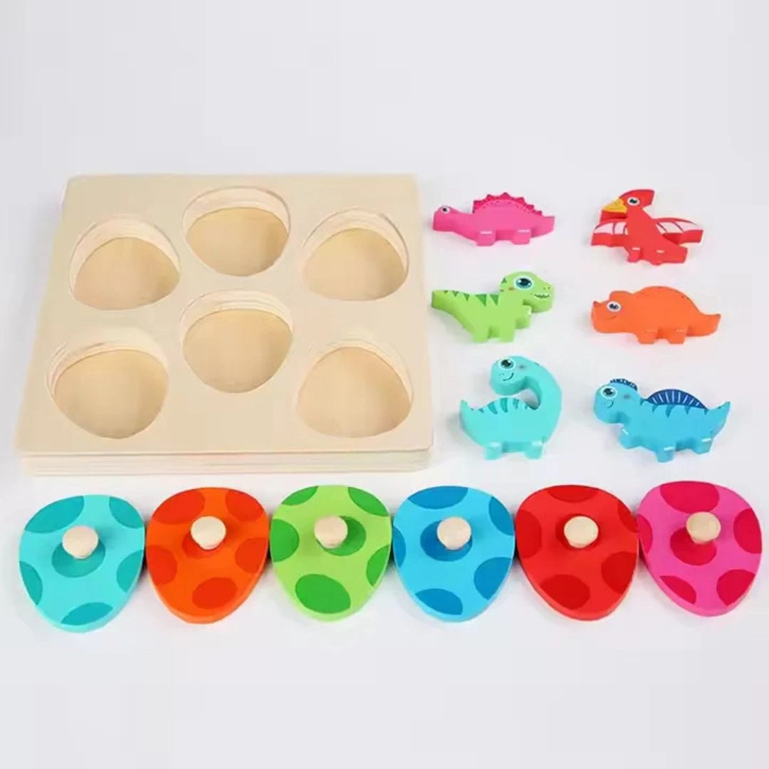 DinoCraft™ - Hölzernes Dinosaurier-Puzzle-Set für Kleinkinder