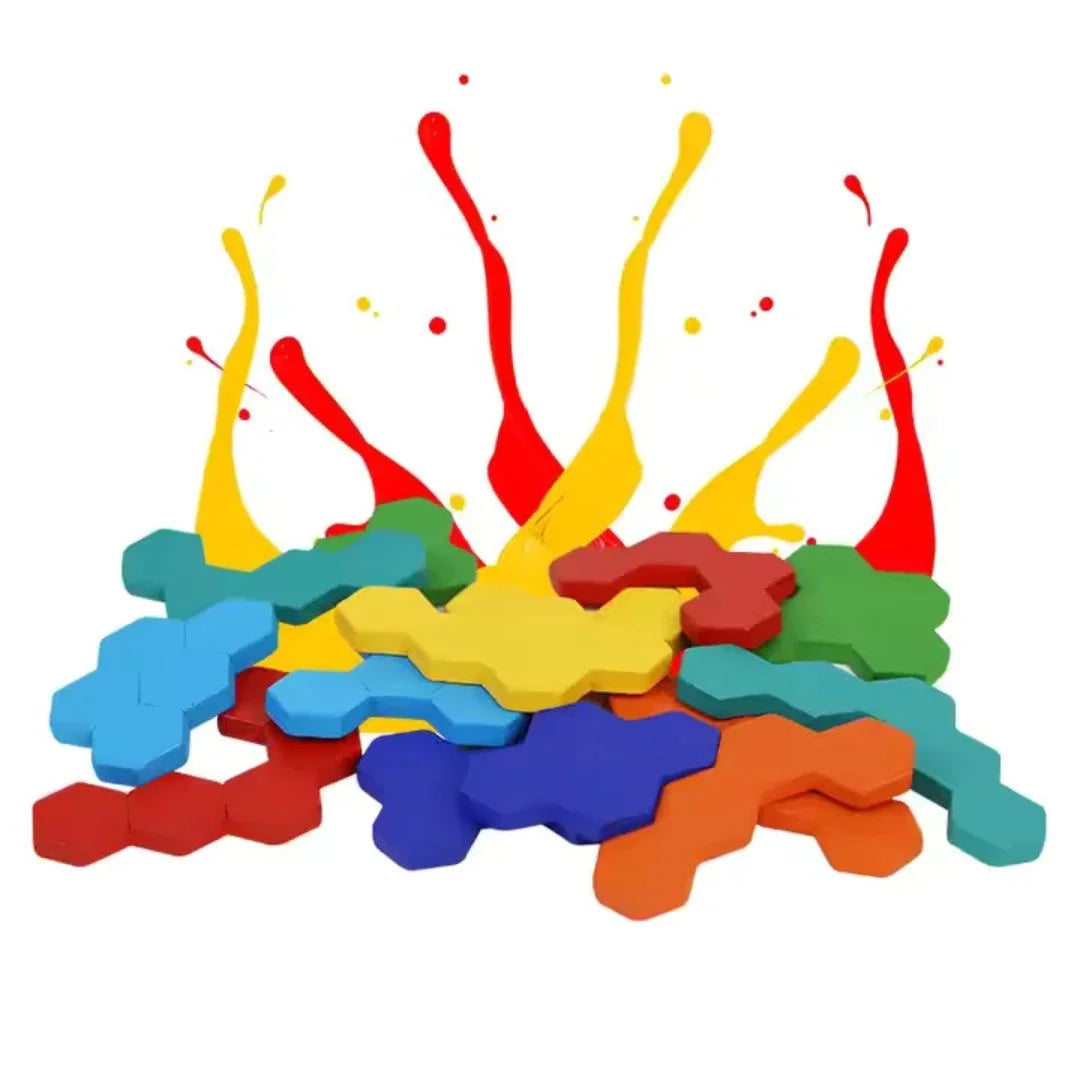 HexoCraft™ – Holz Sechseck-Puzzle für Kinder ab 4 Jahren