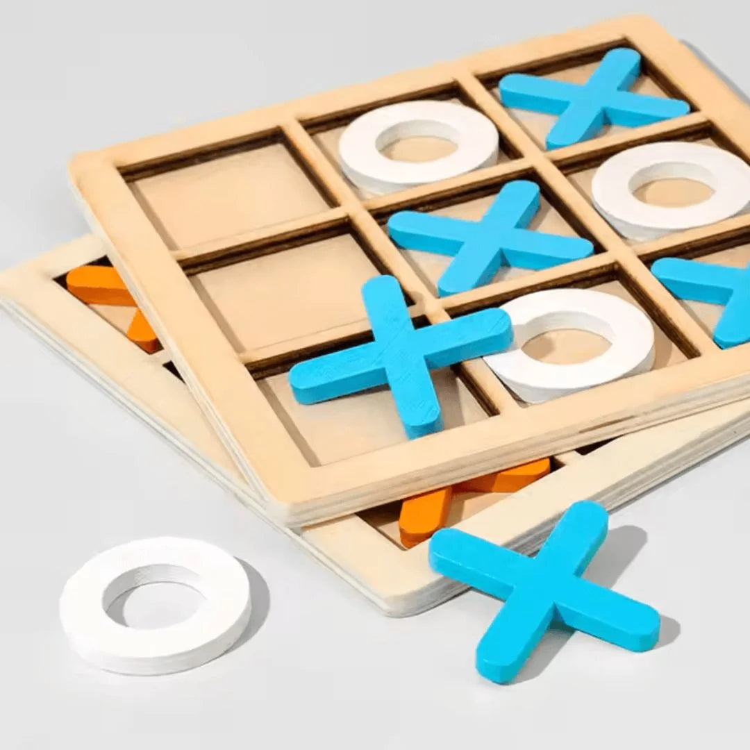WoodPlay™ – Holz-Tic-Tac-Toe-Spiel für Kinder ab 3+ – Fördert Strategisches Denken
