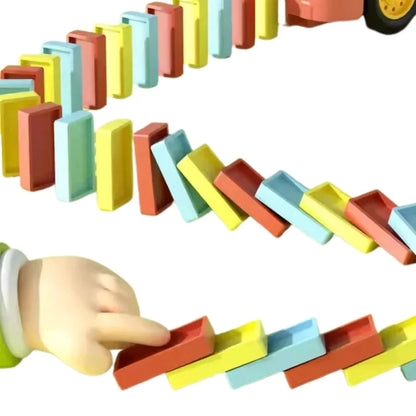 DominoTrack™ - Automatischer Domino-Zug mit bunten Bauklötzen