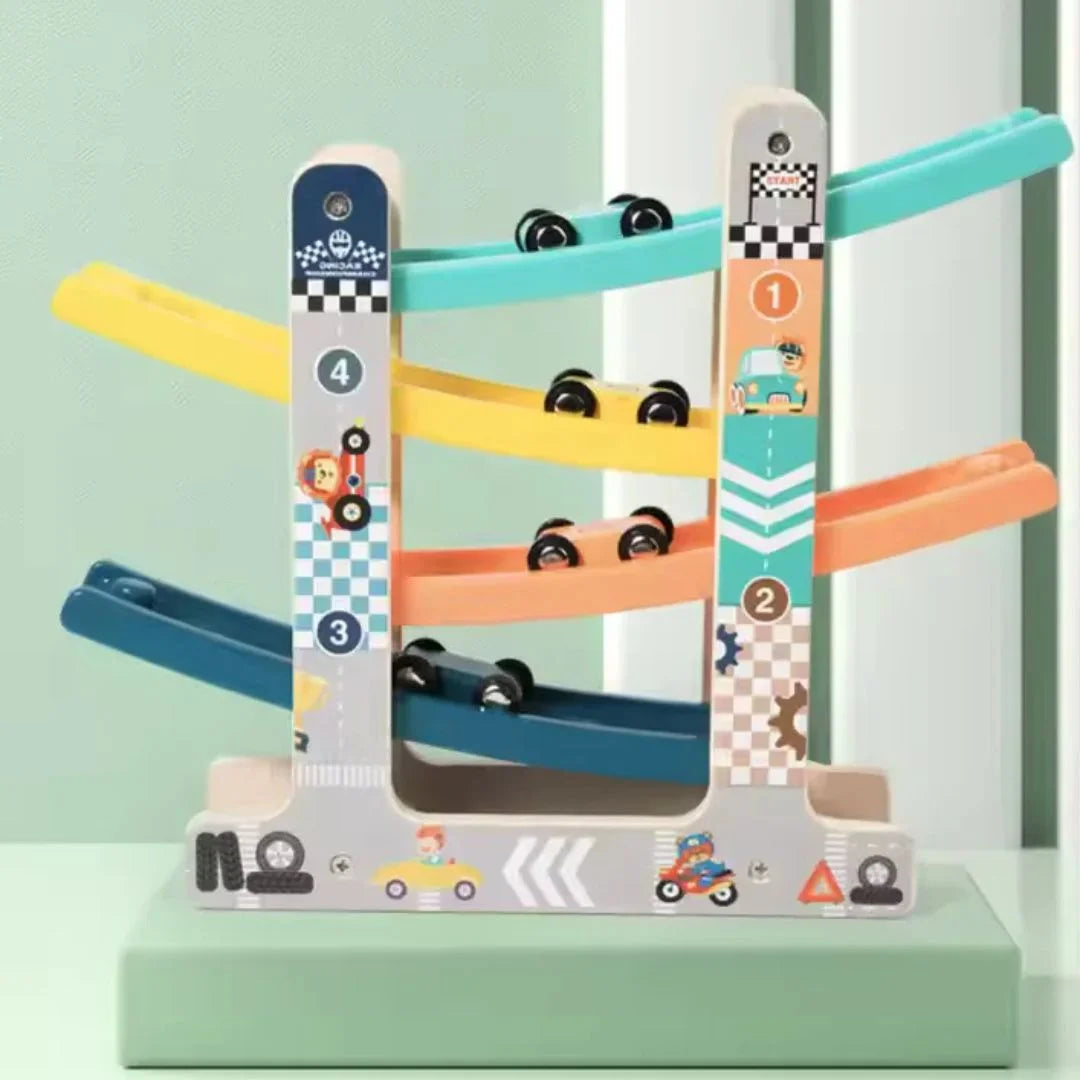 RollRacer – Holz-Rennbahn für Kinder ab 18 Monaten – Verbessert Koordination und visuelle Verfolgung