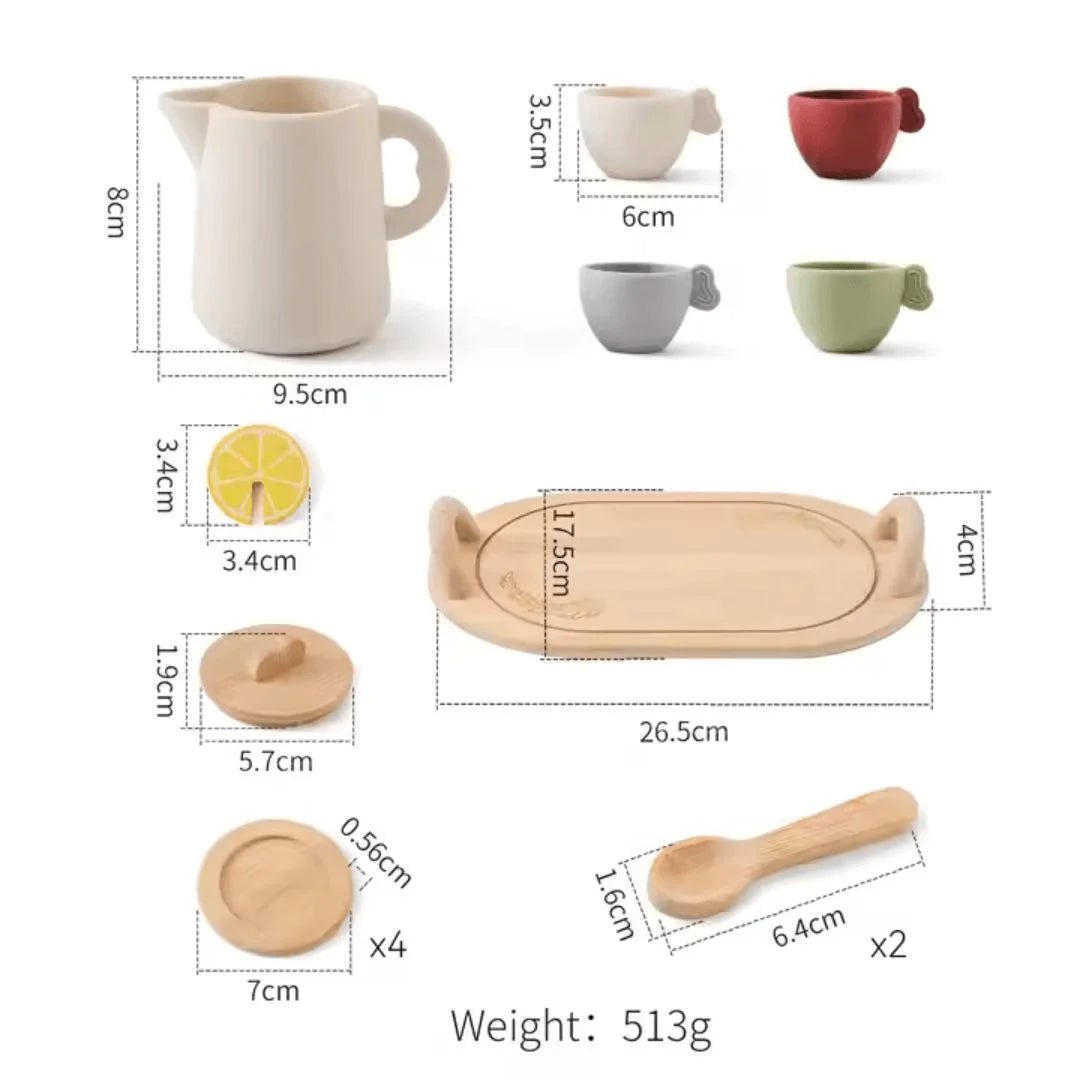 TinyTales™ – Holz Teeservice für Kinder ab 3+ – Fördert Fantasievolles Spiel