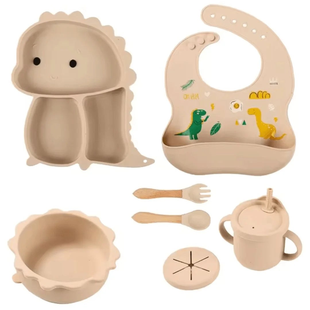 DinoDelight™ – Silikon-Geschirrset für Kinder ab 3+ – Fördert Sicheres und Spaßiges Essen