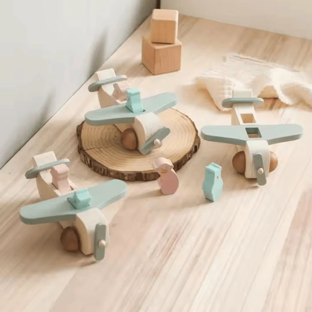 SkyCraft™ – Holzflugzeug-Spielzeug für Kinder ab 3+ – Fördert Kreativität und Motorik