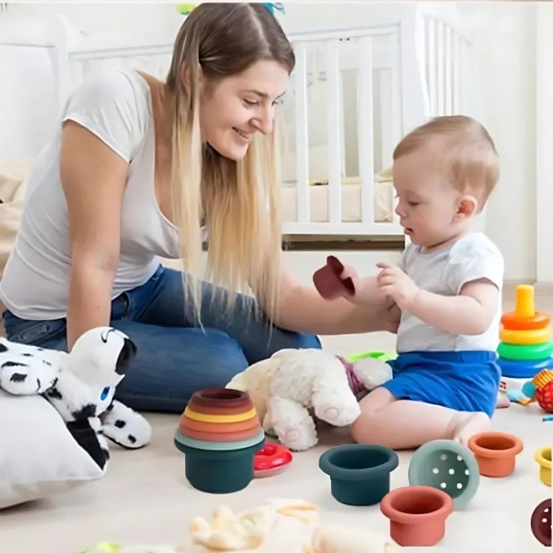 NestieCups – Montessori Stapelbecher für Kinder ab 1 Jahr – Fördert Feinmotorik & Frühes Räumliches Lernen
