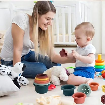 NestieCups – Montessori Stapelbecher für Kinder ab 1 Jahr – Fördert Feinmotorik & Frühes Räumliches Lernen