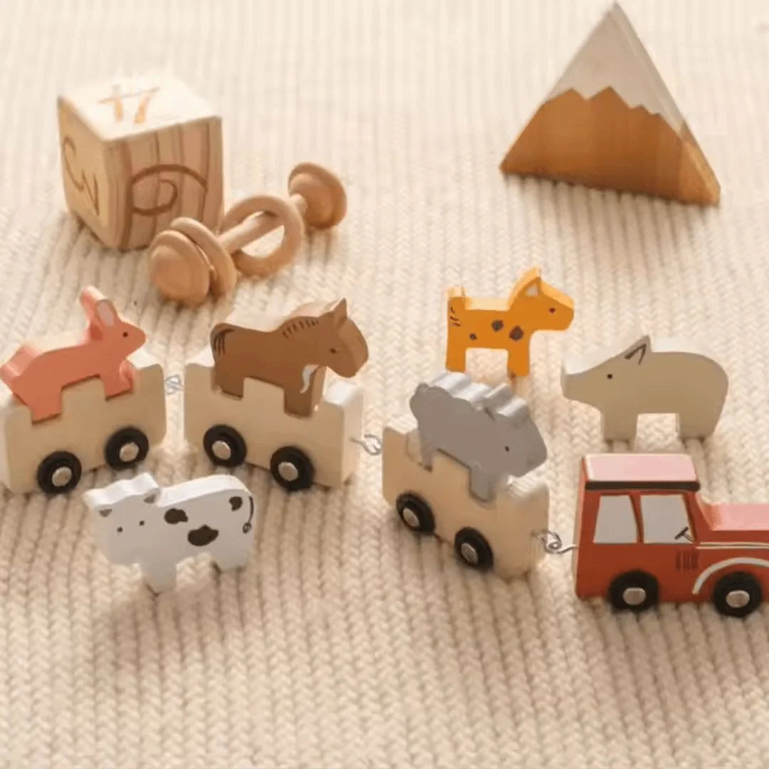 WoodTrail™ – Holztiereisenbahn für Kinder ab 3+ – Fördert Fantasievolles Spielen