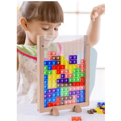 PuzzleNest™ – 3D Holz-Tetris-Puzzlebrett für Kinder ab 3+ – Fördert Räumliche Fähigkeiten