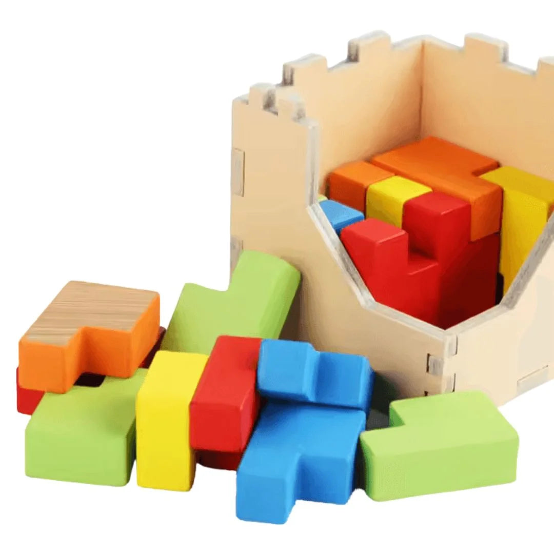 WoodieCraft™ – 3D Tetris-Puzzle-Zug für Kinder ab 3+ – Fördert Problemlösungsfähigkeiten