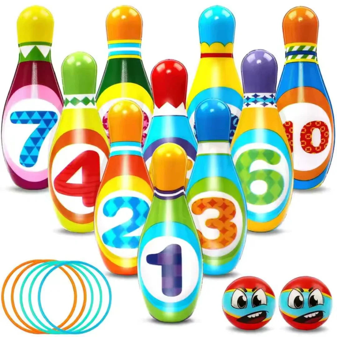 Strikey™ – Kinder Schaum Bowling Set ab 3 Jahren | Drinnen & Draußen Spielen