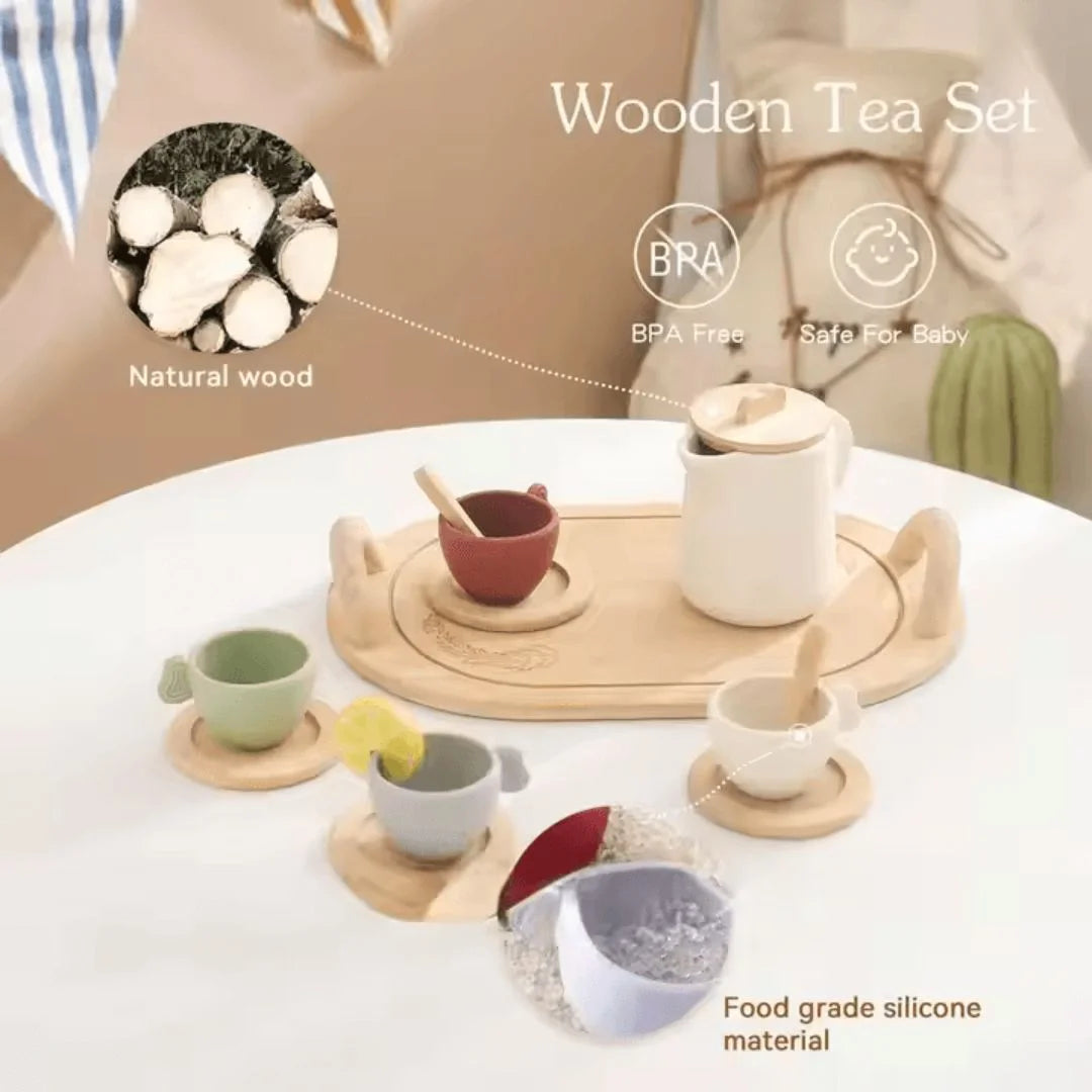 TinyTales™ – Holz Teeservice für Kinder ab 3+ – Fördert Fantasievolles Spiel