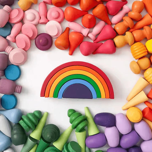 TimberTales™ – Holz-Regenbogen-Bausteine für Kinder ab 3+ – Fördert Kreativität