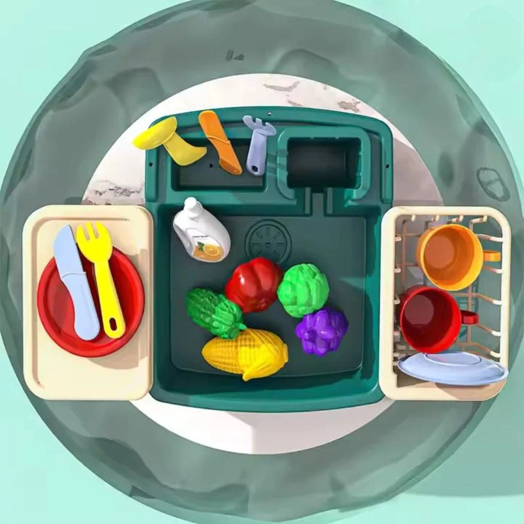 Sinksy – Wasserspiel-Spüle & Küchentisch für Kinder – Rollenspiel – Ab 3 Jahren
