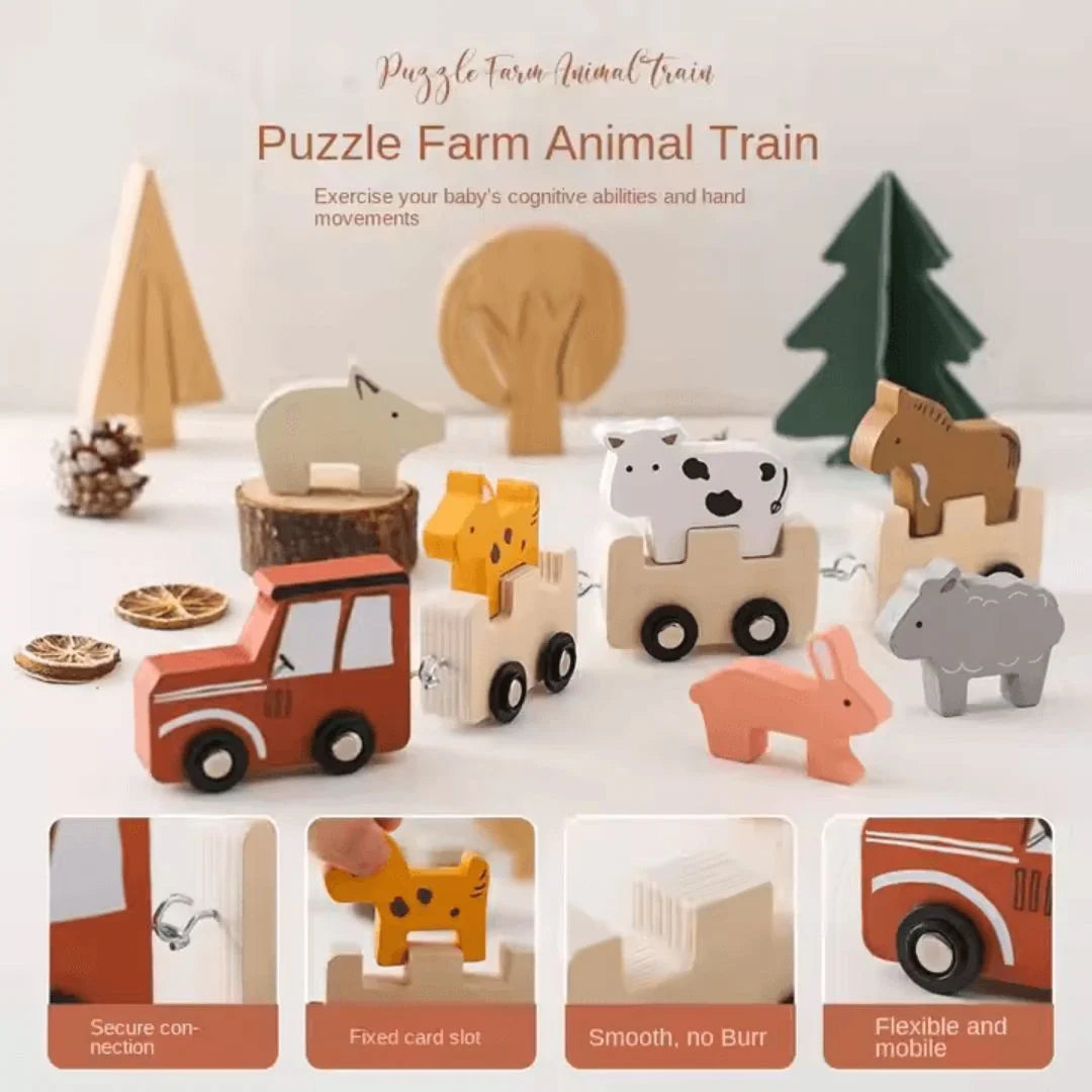 WoodTrail™ – Holztiereisenbahn für Kinder ab 3+ – Fördert Fantasievolles Spielen