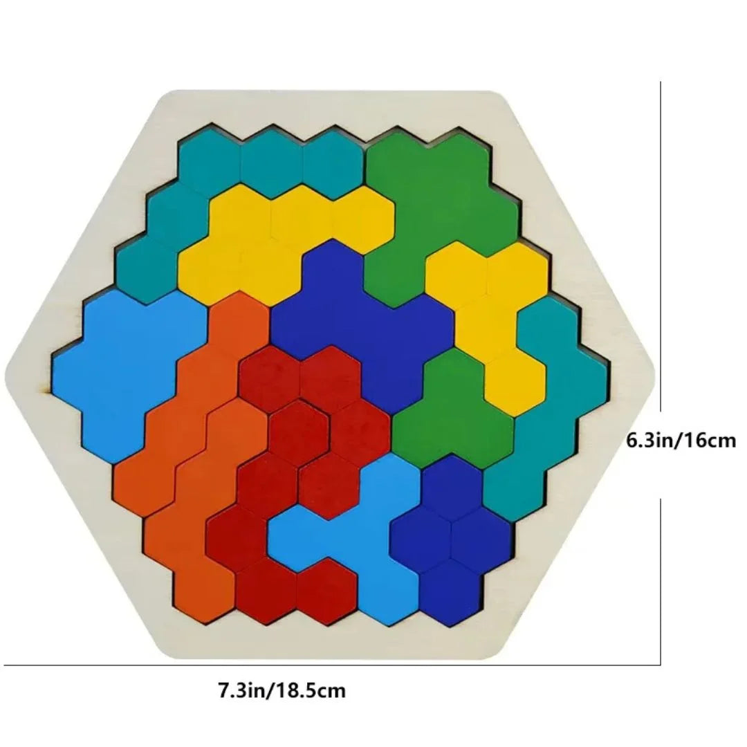 HexoCraft™ – Holz Sechseck-Puzzle für Kinder ab 4 Jahren