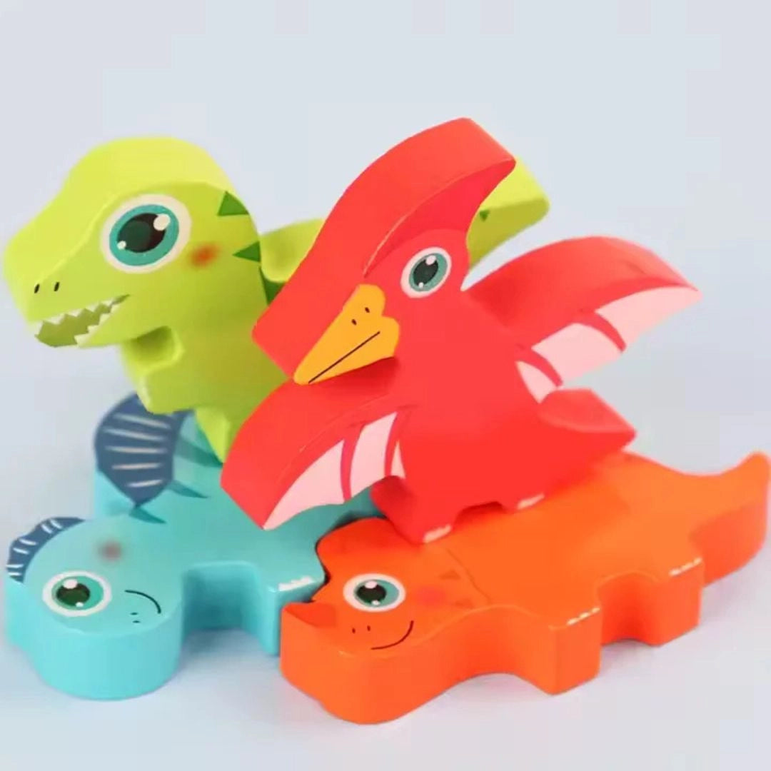 DinoCraft™ - Hölzernes Dinosaurier-Puzzle-Set für Kleinkinder
