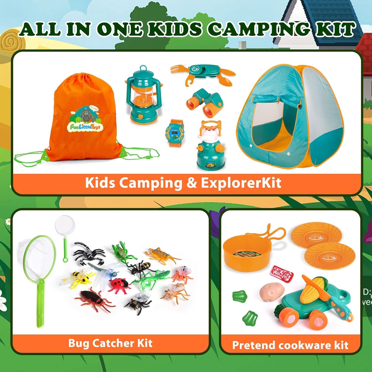 CampsterQuest – Camping-Spielset für Kinder ab 3 Jahren – Regt Rollenspiel & Fantasie an