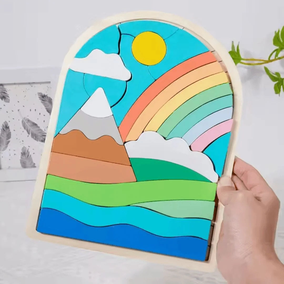 RainbowNest™ – Holzpuzzleblöcke für Kinder ab 3+ – Fördert Kreativität